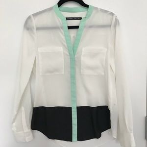 Shear White Blouse with a Black Bottom